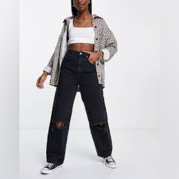 Topshop baggy black baggy jeans new without tag size 28 - Picture 1 of 3